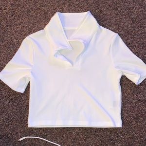 Shein white collared cropped t shirt